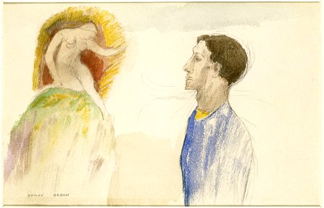 Redon - Homme et femme devant le soleil, Vers 1912