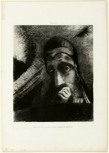 Redon - Face of Mystery (In my dream I saw in the Sky a FACE OF MYSTERY), plate 1 from Homage to Goya, 1920.1587. Free illustration for personal and commercial use.