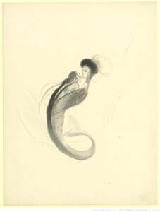 Redon - Femme coiffée d'une toque et rejetant le buste en arrière, btv1b6951173s
