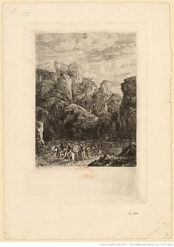 Redon - Le gué (avec petits cavaliers) (1er état), btv1b6950947r
