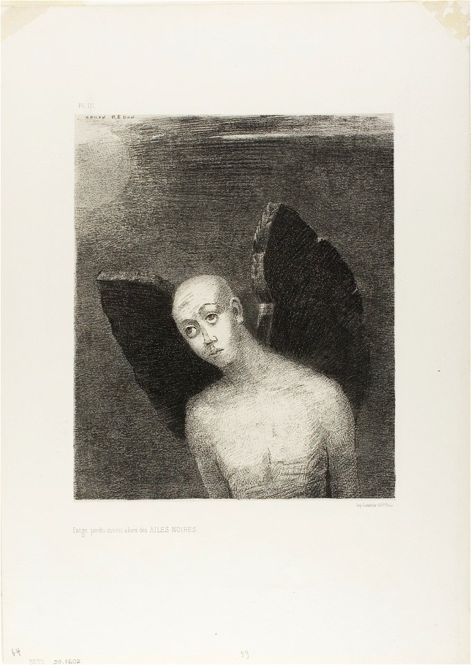 Redon - The Lost Angel Then Opened Black Wings, from Night, 1920.1602