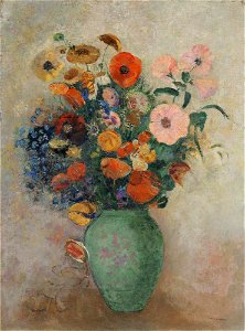 Redon - Bouquet of Flowers in a Green Vase, c. 1915