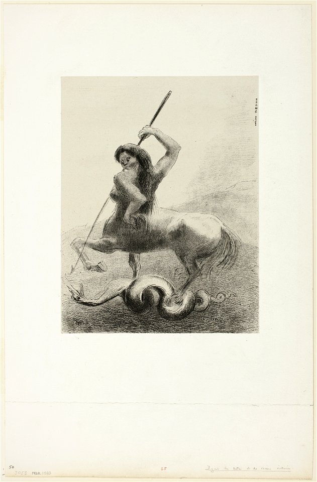 Redon - There Were Struggles and Vain Victories, plate 6 of 8 from Les Origines, 1920.1583