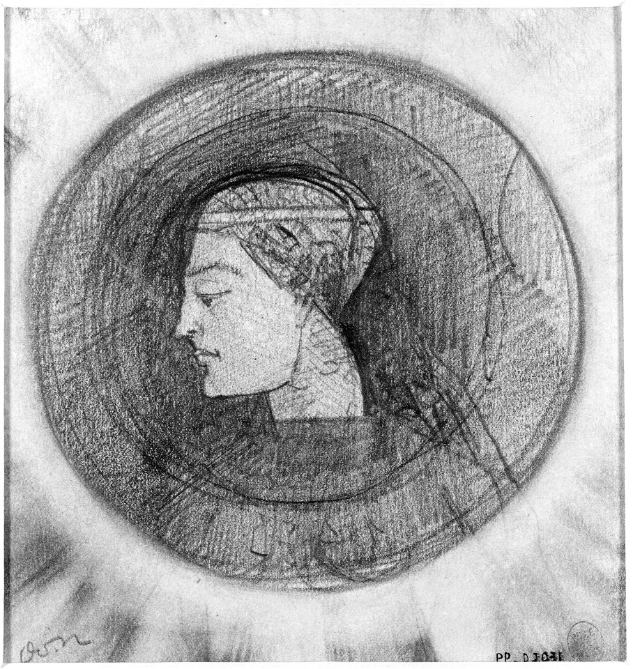 Redon - Tête de femme de profil, au centre d'un disque sombre, PPD2031