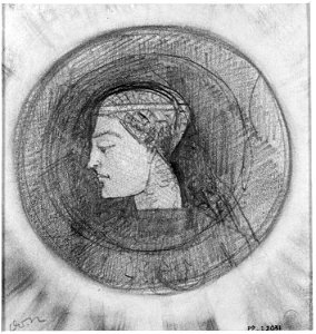 Redon - Tête de femme de profil, au centre d'un disque sombre, PPD2031