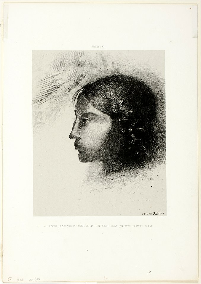 Redon - Upon Awakening I Saw the Goddess of the Intelligible With Her Severe and Hard Profile, plate 6 of 6, 1920.1593