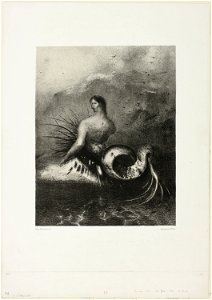 Redon - Siren Coming out of the Waves, Dressed in Flames, plate 4 of 8 from Les Origines, 1920.1581