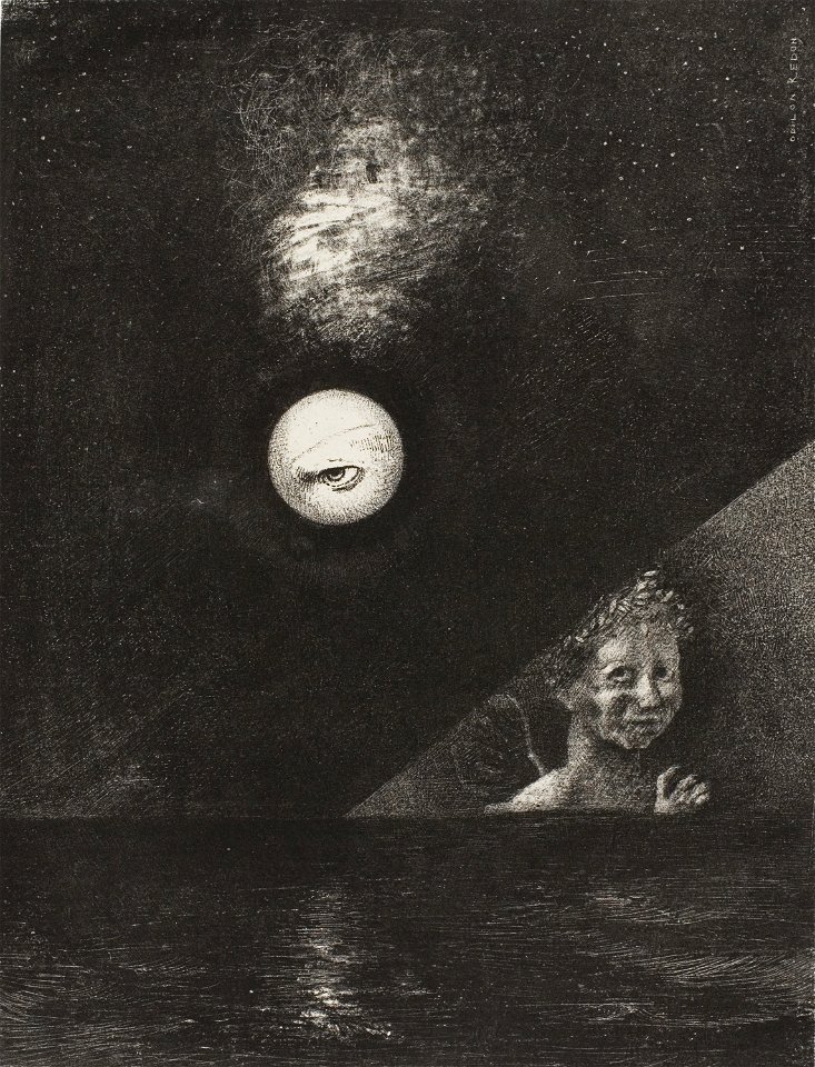 Redon - On the Horizon the Angel of Certitude, and in the Somber Heaven a Questioning Eye, plate four from To Edgar Poe, 1920.1573