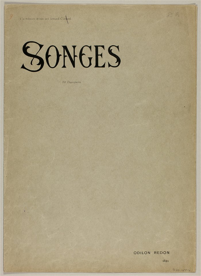 Redon - Portfolio Cover for Songes (Dreams), 1920.1677b