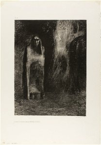 Redon - The Man was Alone in a Night Landscape, from Night, 1920.1601. Free illustration for personal and commercial use.