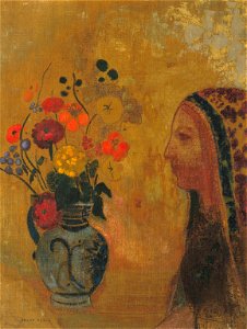 Redon - Profile of a Woman with a Vase of Flowers, c.1895–1905