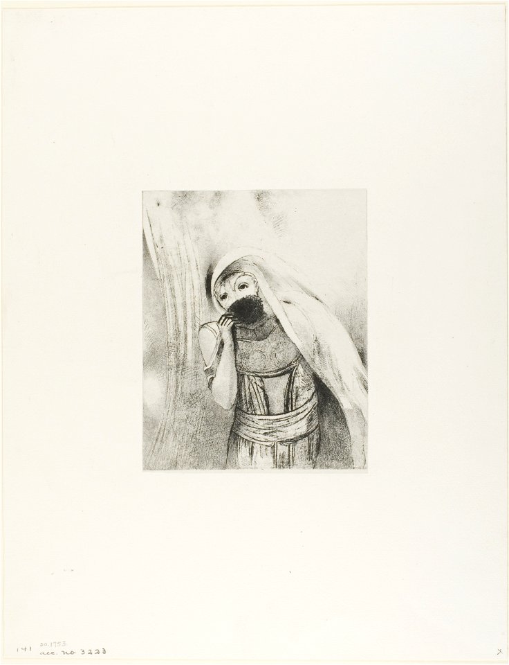 Redon - She Draws From Her Bosom a Sponge, Perfectly Black, and Covers it With Kisses, plate 8 of 24, 1920.1753