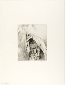 Redon - She Draws From Her Bosom a Sponge, Perfectly Black, and Covers it With Kisses, plate 8 of 24, 1920.1755