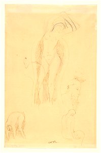 Redon - Sheet of studies (Nu et Profil Barbu or Feuille d’Etudes avec Nu Feminin), 1996.29.4