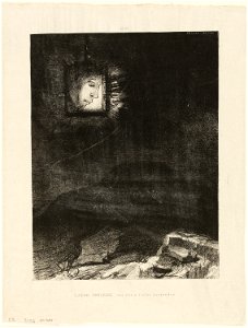 Redon - Precarious Glimmering, a Head Suspended from Infinity, plate 3 of 6, 1920.1686