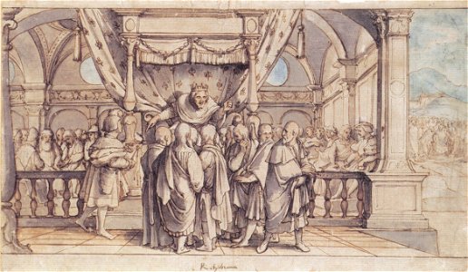 Rehoboam's Insolence, by Hans Holbein the Younger. Free illustration for personal and commercial use.