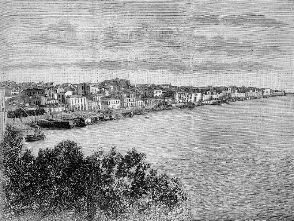 Reggio Calabria veduta dal mare (xilografia)