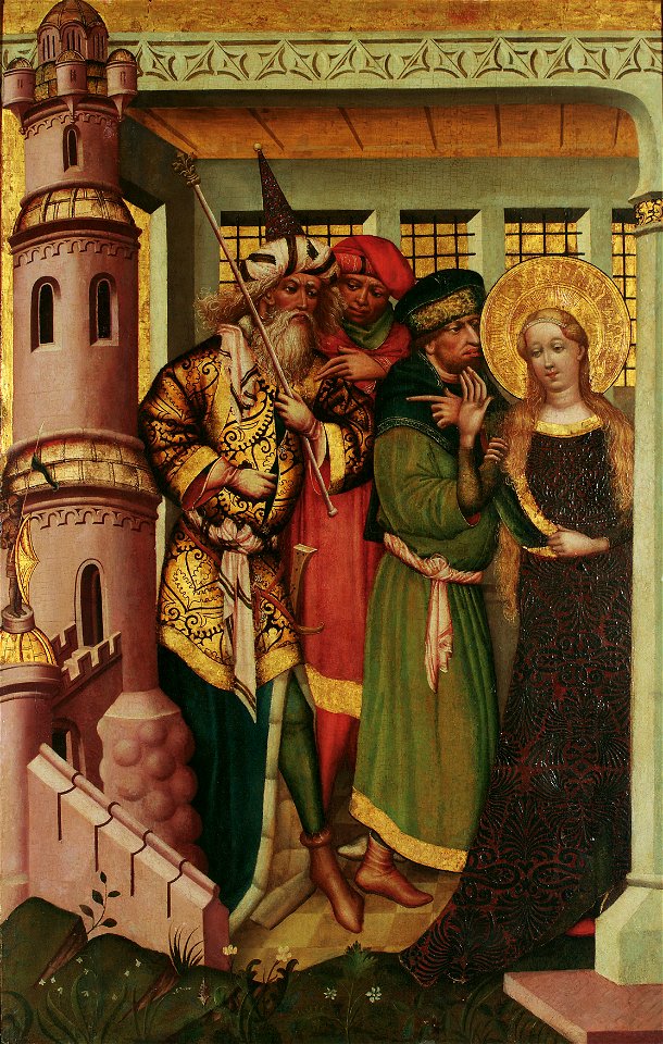 Regensburger Maler (^) - Die hl. Barbara wird in den Turm geführt - 4917 - Kunsthistorisches Museum
