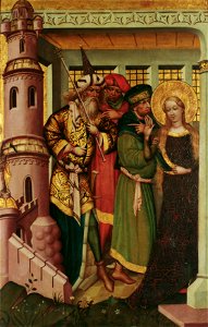 Regensburger Maler (^) - Die hl. Barbara wird in den Turm geführt - 4917 - Kunsthistorisches Museum
