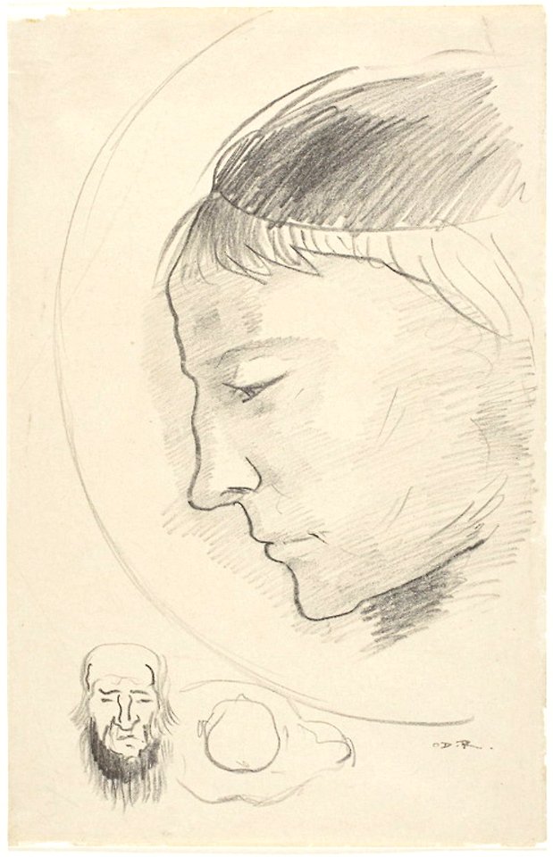 Redon - Profile Head and Other Sketches, 1955.635