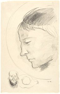 Redon - Profile Head and Other Sketches, 1955.635. Free illustration for personal and commercial use.