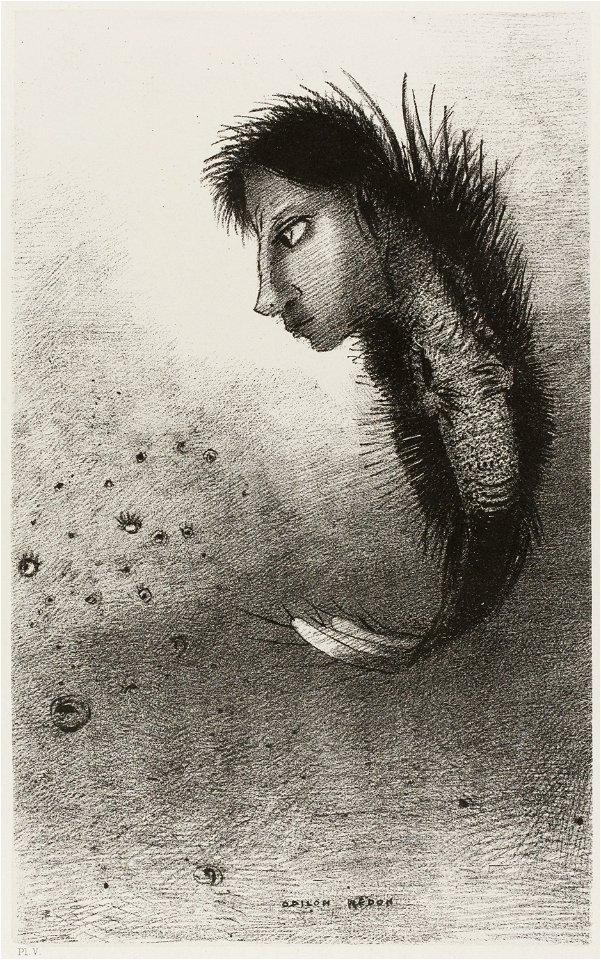 Redon - Then There Appears a Singular Being, Having the Head of a Man On the Body of a Fish, plate 5 of 10, 1920.1637