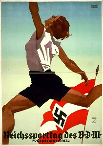 Reichssporttag des B.D.M. 23 September 1934 - Ludwig HOHLWEIN München Plakat Poster Library of Congress No know copyright restrictions Public domain 71sK7kr99UL. AC SL1411