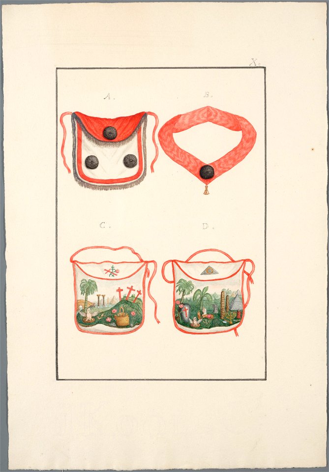 Regalia Vrijmetselarij, Rit Francais, Planche X, objectnr A 16121