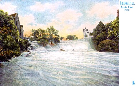 Reedy River Falls, Greenville, South Carolina (1907). Free illustration for personal and commercial use.