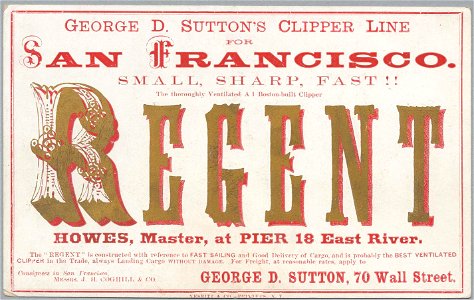 REGENT Clipper ship sailing card HN002787aA. Free illustration for personal and commercial use.