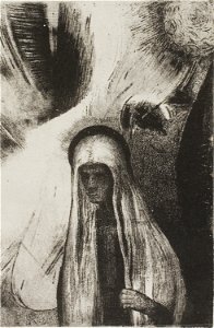 Redon - The Old Woman What Are You Afraid Of A Wide Black Hole! It is Empty Perhaps, plate 19 of 24, 1920.1782. Free illustration for personal and commercial use.
