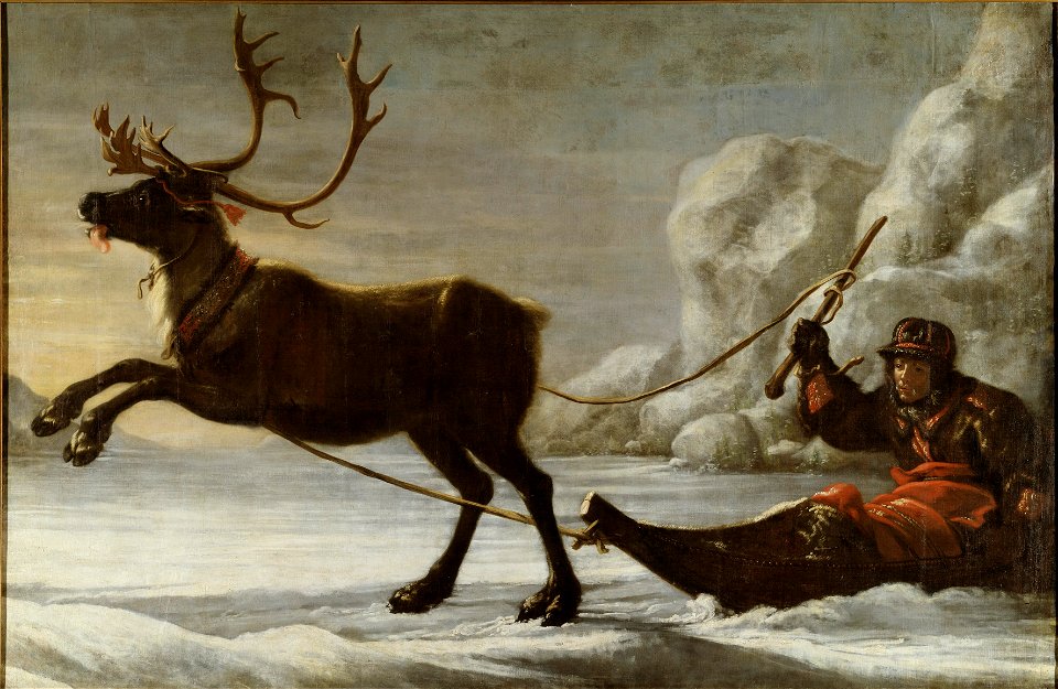 Reindeer with a sledge (David Klöcker Ehrenstrahl) - Nationalmuseum - 39328