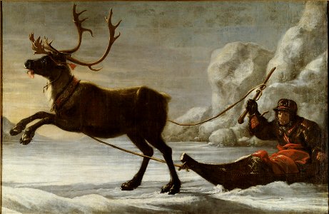 Reindeer with a sledge (David Klöcker Ehrenstrahl) - Nationalmuseum - 39328
