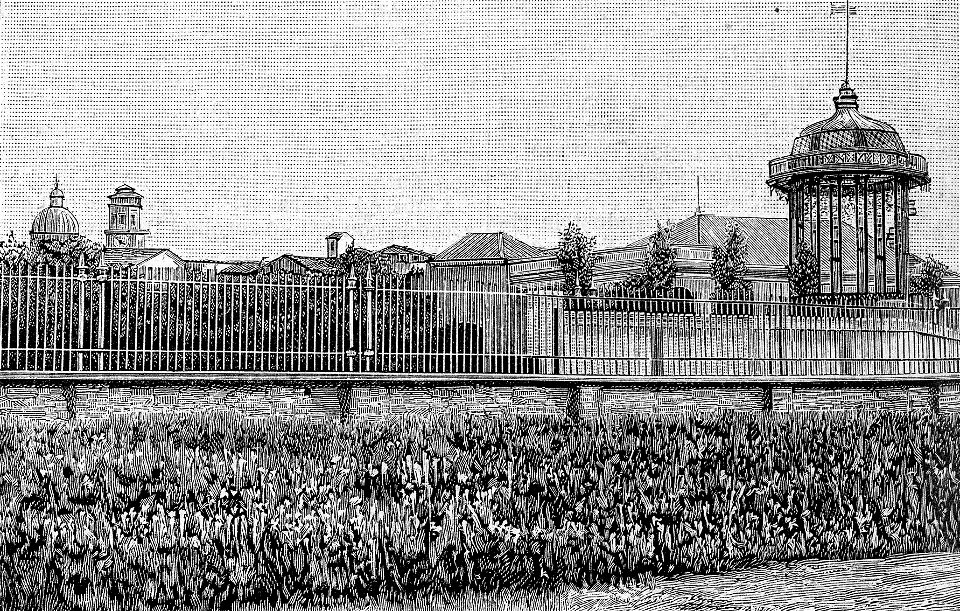 Reggio Emilia – Giardino e Belvedere del barone Raimondi Franchetti (xilografia)