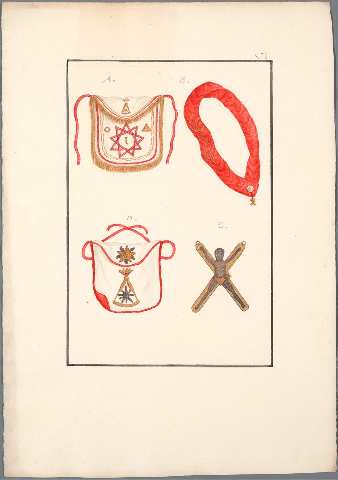 Regalia Vrijmetselarij, Rit Francais, Planche VI, objectnr A 16117