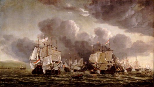 Reinier Nooms (Zeeman) (c.1623-1664) - The Battle of Leghorn, 4 March 1653 - BHC0274 - Royal Museums Greenwich