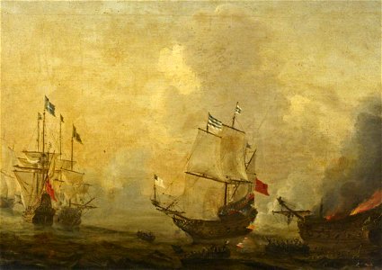 Reinier Nooms (Zeeman) (c.1623-1664) - Action between Spanish and Swedish Ships, c.1650 - BHC0740 - Royal Museums Greenwich