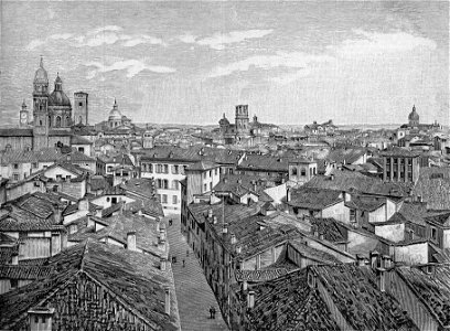 Reggio Emilia – Panorama della città (xilografia)