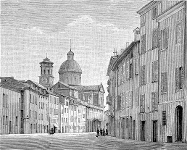 Reggio Emilia – Corso Garibaldi (xilografia)
