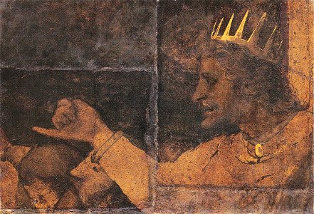 Rehoboam. Fragment of Wall Painting from Basel Town Hall Council Chamber, by Hans Holbein the Younger.. Free illustration for personal and commercial use.