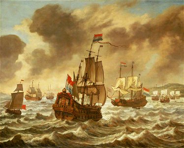 Reinier Nooms (Zeeman) (c.1623-1664) - Before the Battle of the Downs, 21 October 1639, Showing Tromp's Flagship 'Amelia' - BHC3189 - Royal Museums Greenwich