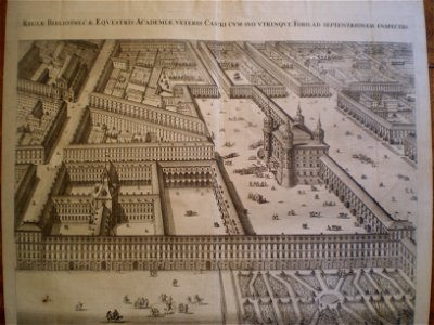 Regiae Bibliothecae, Eqvestris Academiae, veteris Castricvm svo vtrinque Foro ad septentrionem inspectio