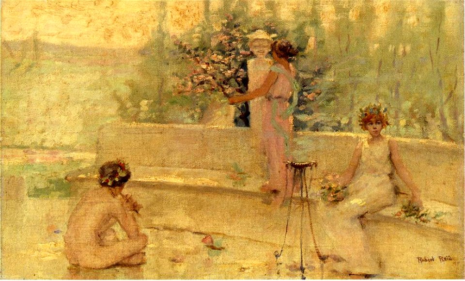 Reid Robert Lewis Three Figures in an Italian Garden