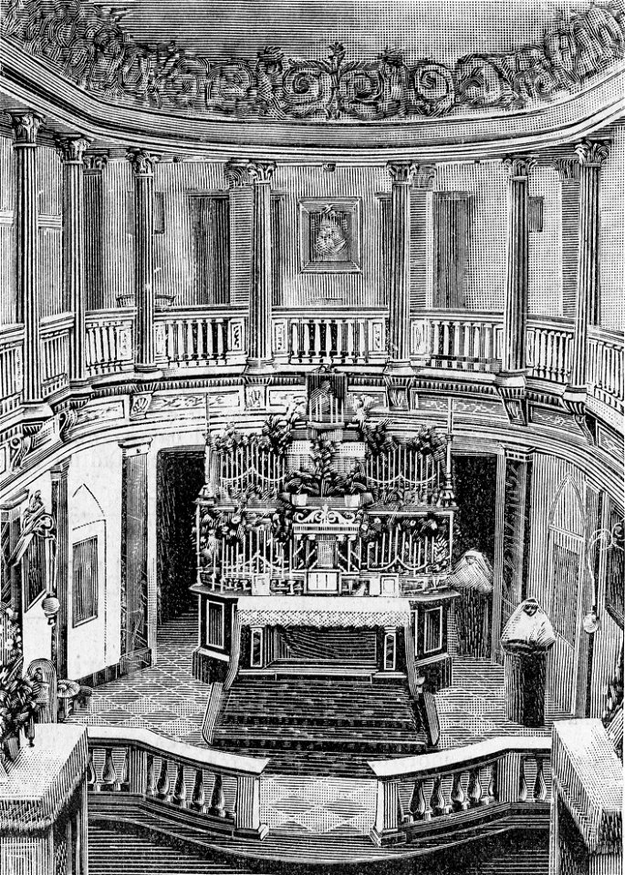Reggio Calabria – Interno della chiesa delle Suore della Carità (xilografia)