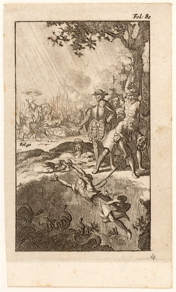Regner, koning der Denen, gevangen genomen en in een kuil met adders geworpen, objectnr A 42174