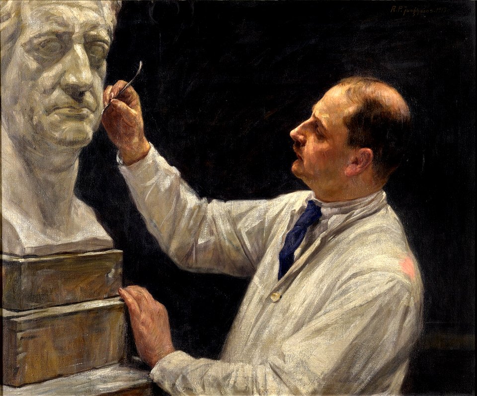 Reinhard Paul Junghanns Der Bildhauer Arthur Bock in seinem Atelier