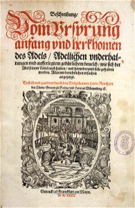 Reinhard zu Solms Vom Vrsprung anfang vnd herkhomen Titel 1563
