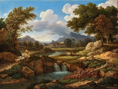 J C Reinhart - Landschaft mit Hirt und Ziegen (1824)