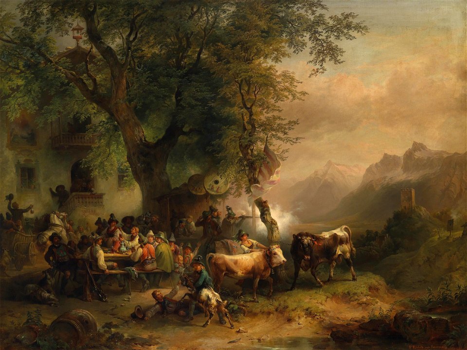 Reinhold nach Gauermann Scheibenschiessen im Passeyertal