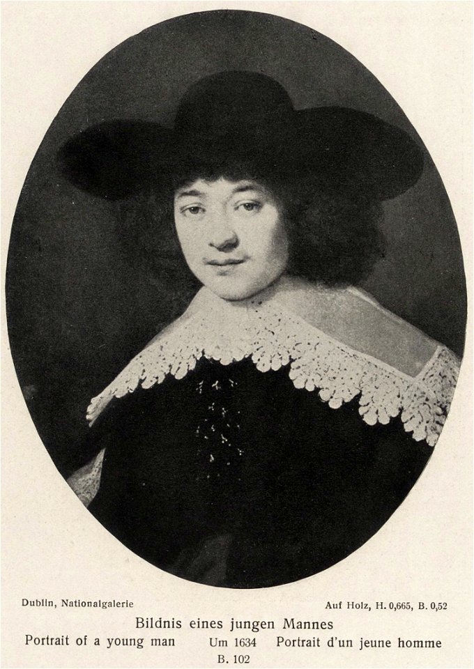 Rembrandt - Portrait of a young man with lace collar and broad-brimmed hat